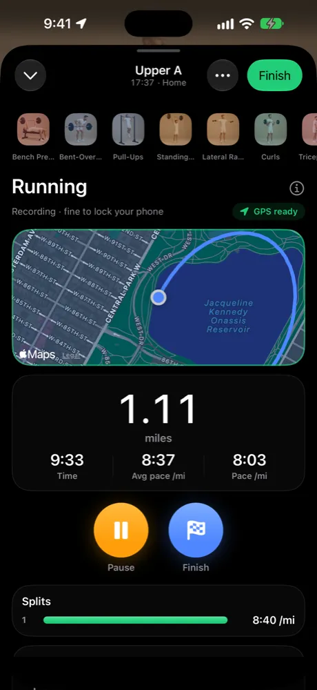 Run tracking with a live route map